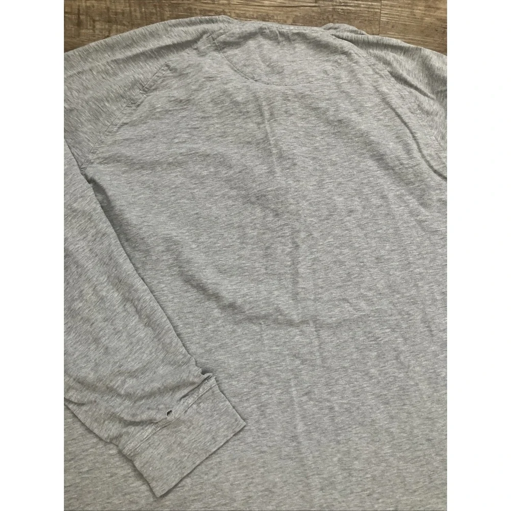 Brooks Brothers Mens Long Sleeve Cotton‎ T-Shirt Grey Red Fleece XXL Read Hole